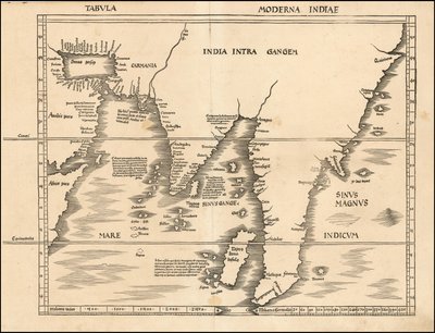 Mapa Azji Południowej i Południowo-Wschodniej z 1513 r. autorstwa Martina Waldseemüllera autorstwa Martin Waldseemuller
