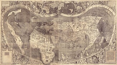 Mapa świata Universalis Cosmographia, 1507 autorstwa Martin Waldseemuller