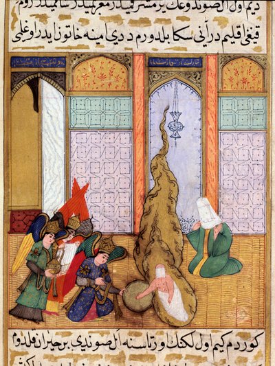 Narodziny proroka Mahometa Miniatura zaczerpnięta z „Siyer-i Nebi” (Siyer i Nebi) poematu opowiadającego o życiu proroka Mahometa napisany przez Mustafę, syna Jusufa d