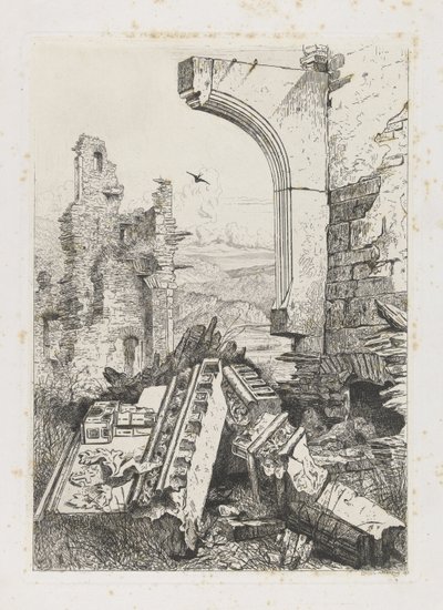 Ruiny zamku Bourscheid autorstwa Martinus Antonius Kuytenbrouwer jr.