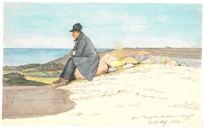 Siedzący mężczyzna na wzgórzach Bangsbo, Vendsysssel, 22 maja 1833 r. autorstwa Martinus Rørbye