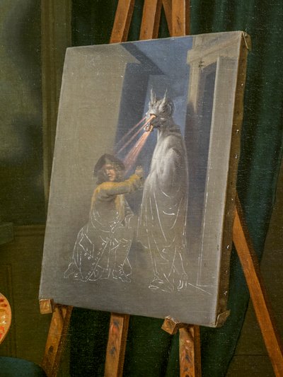 Malarz Christian August Lorentzen, detal autorstwa Martinus Rorbye