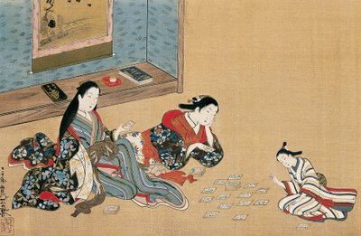 Kobiety grające w karty, Maruyama Okyo (1733-1765), malarstwo na jedwabiu w stylu ukiyo-e, Japonia autorstwa Maruyama Okyo
