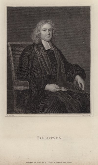 John Tillotson, arcybiskup Canterbury (grafika) autorstwa Mary (after) Beale