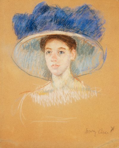 Głowa kobiety w dużym kapeluszu, ok. 1909 r. autorstwa Mary Cassatt