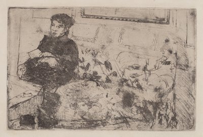 Wnętrze: na sofie autorstwa Mary Cassatt