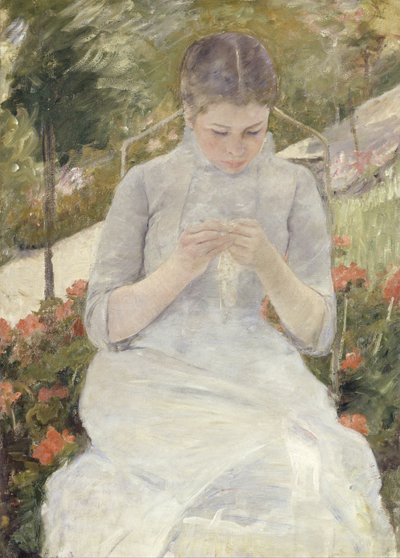 Młoda dziewczyna w ogrodzie autorstwa Mary Cassatt