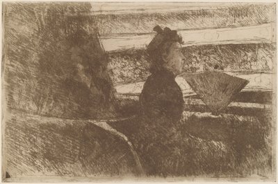Dama w czerni, w loży, twarzą w prawo autorstwa Mary Cassatt