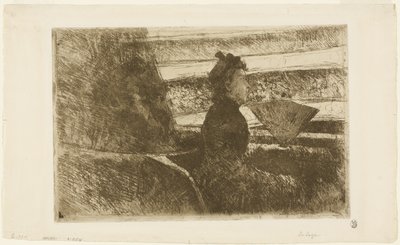 Dama w czerni, w loży, twarzą w prawo autorstwa Mary Cassatt