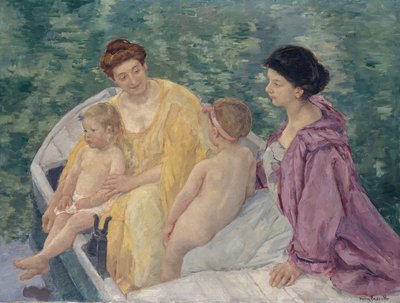 Le Bain Dwie matki i ich dzieci w łodzi autorstwa Mary Cassatt