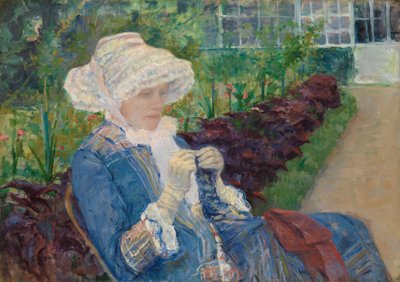 Lidia szydełkująca w ogrodzie w Marly, 1880 autorstwa Mary Cassatt