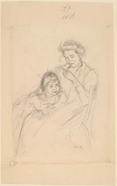 Margot opierając się o kolano Reine autorstwa Mary Cassatt