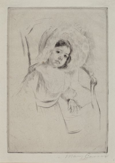 Margot w dyskietce, opierając się o krzesło autorstwa Mary Cassatt