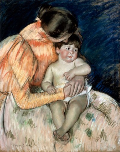 Matka z dzieckiem, koniec XIX lub początek XX wieku. autorstwa Mary Cassatt