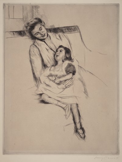 Reine i Margot siedzące na sofie (nr 2) autorstwa Mary Cassatt