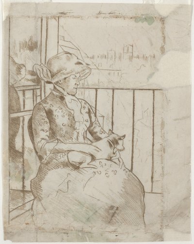 Susan na balkonie trzymająca psa [verso] autorstwa Mary Cassatt
