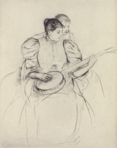 Lekcja gry na banjo autorstwa Mary Cassatt