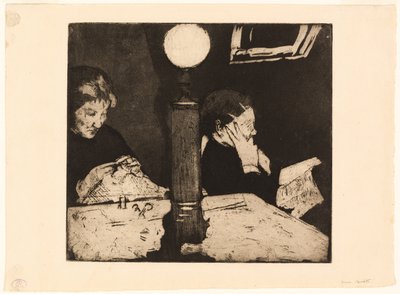 Pod lampą autorstwa Mary Cassatt