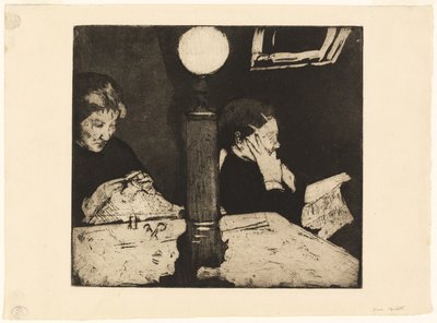 Pod lampą, ok. 1882 r. autorstwa Mary Cassatt