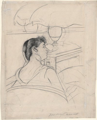 Kobieta i lampa autorstwa Mary Cassatt