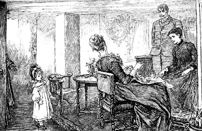 Mała dziewczynka z ciocią i wujkiem, którzy opiekują się nią na popołudnie autorstwa Mary Ellen Edwards