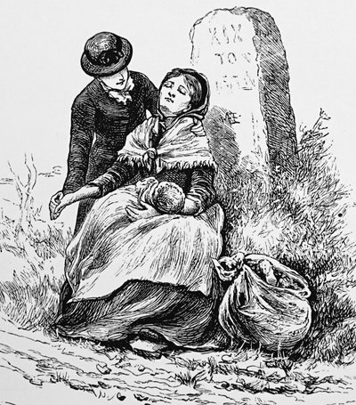 Niezamężna matka i dziecko wyczerpane na poboczu drogi autorstwa Mary Ellen Edwards