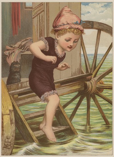 Dziewczyna ma zamiar pływać (chromolitho) autorstwa Mary Ellen Edwards