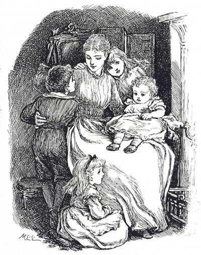 Ilustracja przedstawiająca matkę z dziećmi autorstwa Mary Ellen Edwards