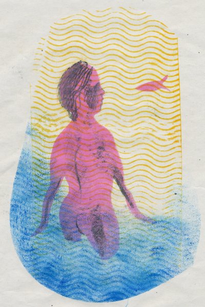 Pływak, 2018 (monodruk) autorstwa Mary Kuper