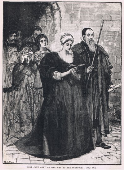 Lady Jane Grey w drodze na rusztowanie 1554 autorstwa Mary L. Gow
