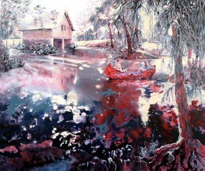 Dom na łodzi i jezioro Elvaston autorstwa Mary Smith