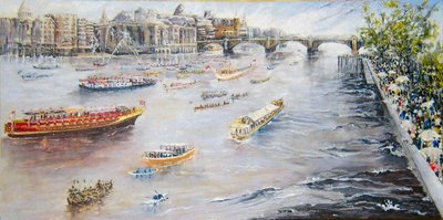 Korowód jubileuszowy nad Tamizą autorstwa Mary Smith
