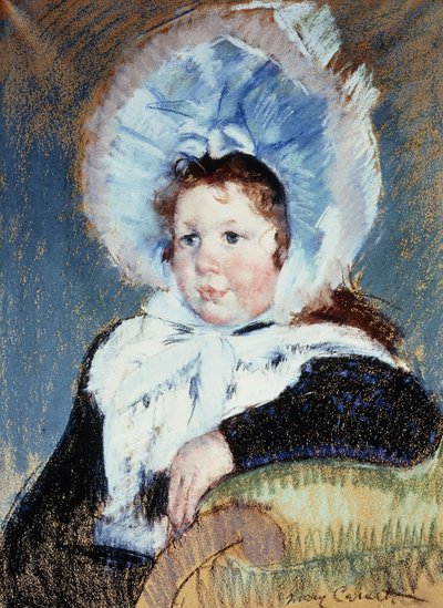Dorota w bardzo dużym czepku i ciemnym płaszczu, ok. 1904 r. autorstwa Mary Cassatt