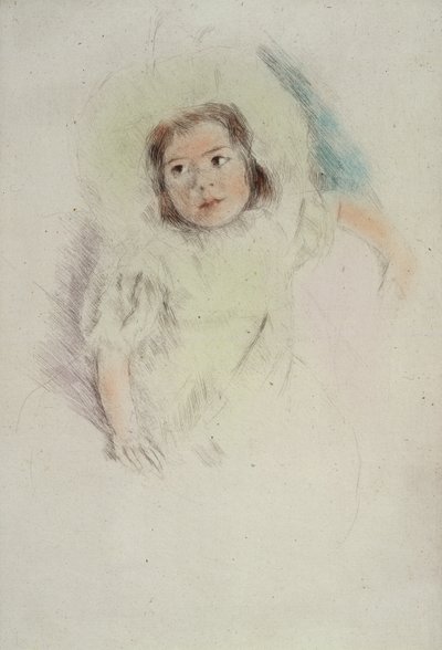 Margot Wearing a Bonnet (kolorowa akwaforta na papierze) autorstwa Mary Stevenson Cassatt