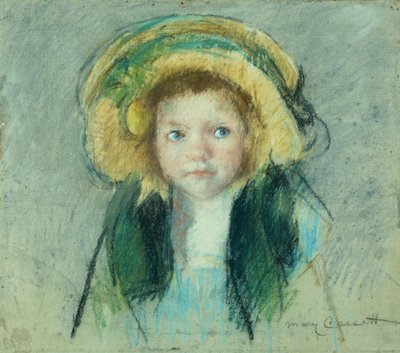Portret młodej dziewczyny w kapeluszu (pastel) autorstwa Mary Stevenson Cassatt