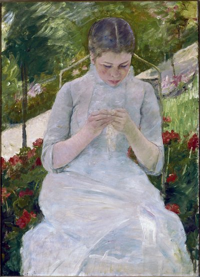 Szyjąca kobieta (olej na płótnie) autorstwa Mary Stevenson Cassatt