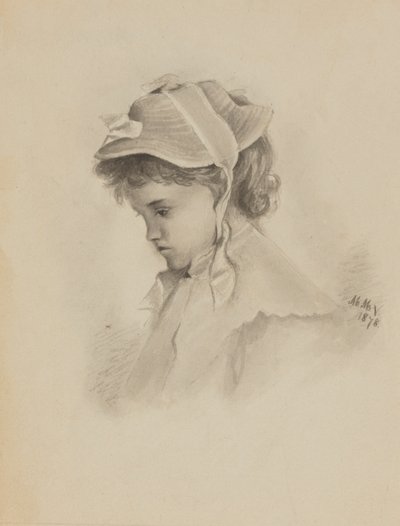 Bez tytułu głowa dziecka patrzącego w dół, 1878. autorstwa Mary Vaux Walcott