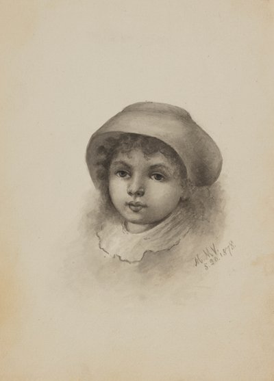 Bez tytułu głowa dziecka w kapeluszu, 1878. autorstwa Mary Vaux Walcott