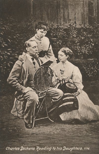 „Charles Dickens czyta swoim córkom”, 1865 r autorstwa Mason and Co.
