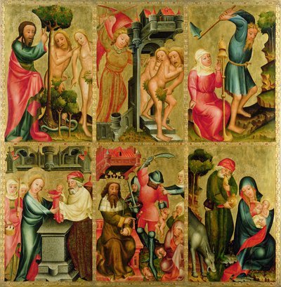 Prawe skrzydło Wysokiego Ołtarza Świętego Piotra w Hamburgu, Ołtarz Grabowera, 1383 (tempera na desce) autorstwa Master Bertram of Minden