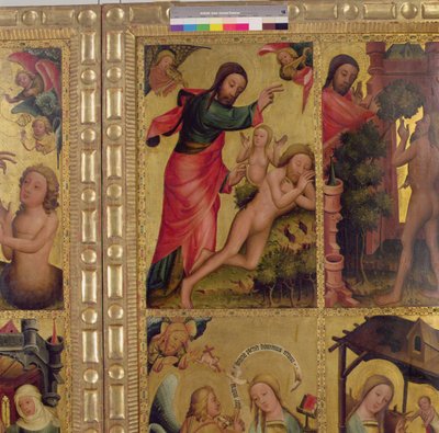 Stworzenie Ewy, panel z Ołtarza Grabowera, Ołtarza Świętego Piotra w Hamburgu (patrz także 153622) autorstwa Master Bertram of Minden