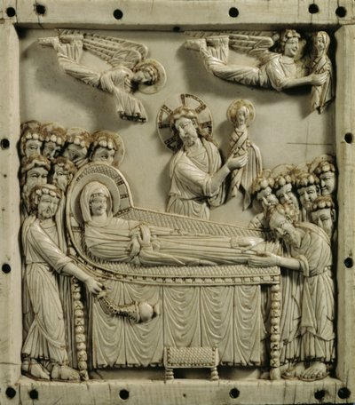 Śmierć Matki Boskiej ("Koimesis"), bizantyjski (kość słoniowa) autorstwa Master Byzantine