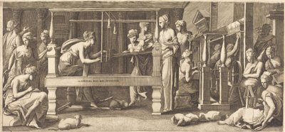 Penelope i jej pokojówki tkactwo autorstwa Master FG, after Francesco Primaticcio