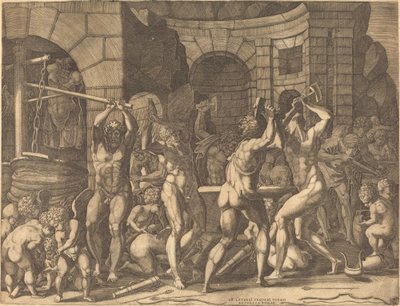 Wulkan i cyklopowie wykuwają strzały autorstwa Master FG, after Francesco Primaticcio