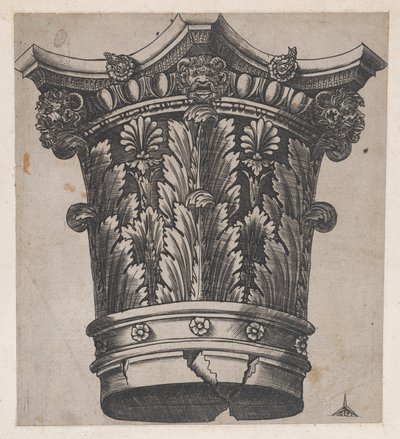 Lustro rzymskiej świetności: Stolica z głowami i maskami, ca. 1537., ca. 1537 autorstwa Master GA
