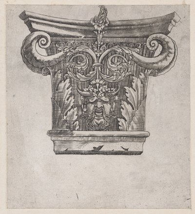 Lustro rzymskiej świetności: Stolica ze zwojami peapodów i głową satyra, ok. 1900 r. 1537., ca. 1537 autorstwa Master GA