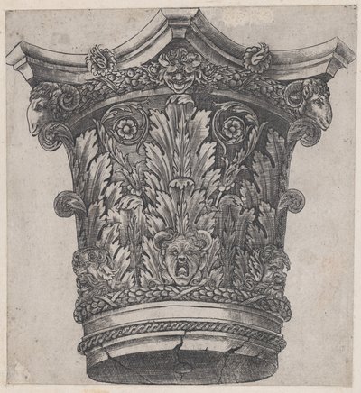 Lustro rzymskiej wspaniałości: Stolica z głowami baranów i maskami, ca. 1537, ok. 1537 1537 autorstwa Master GA