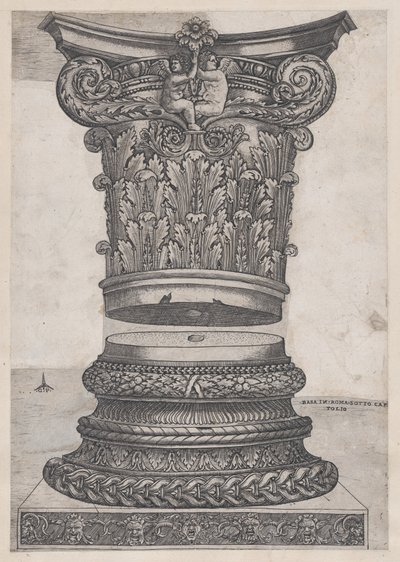 Lustro rzymskiej świetności: zdobiona stolica i podstawa, ca. 1537., ca. 1537 autorstwa Master GA