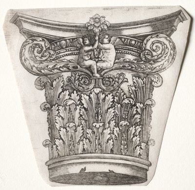 Baza i kapitał z Putti, c.1525-1550. autorstwa Master G. A. with the man