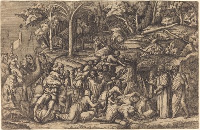 Mojżesz uderzający w skałę autorstwa Master IV after Francesco Primaticcio